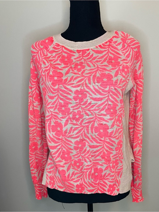 J. Crew Sweaters - J. Crew Cream and Neon Pink Floral Lightweight Sweater